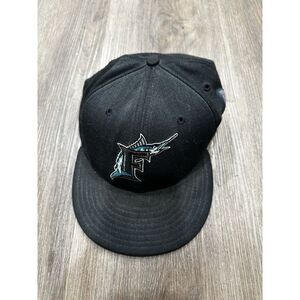 Florida Marlins Vintage MLB Baseball Cap Black Logo Official Licensed Fitted Hat